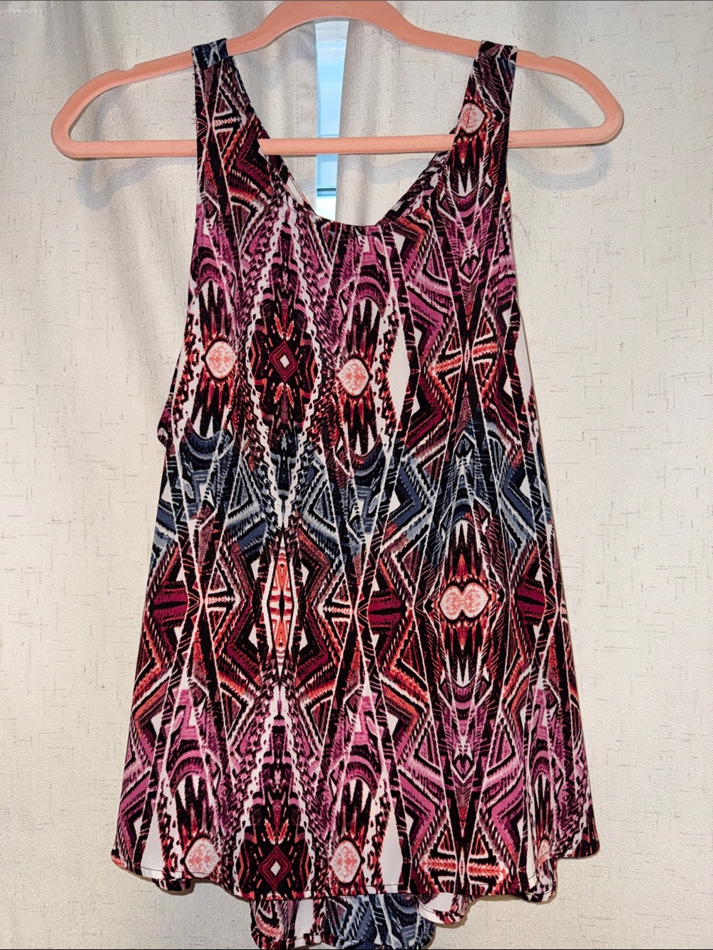 Xhilaration Pink and Black Geometric Tank Top